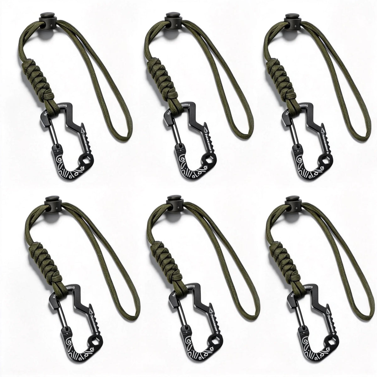 Multifunctional Tactical Hook Carabiner with Paracord Keychain Anti-Loss Rope for Outdoor Camping Hiking Emergency Gear