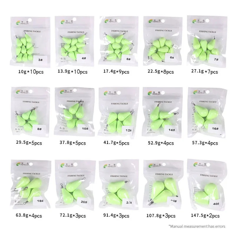 Luminous Fishing Sinkers 12g-150g Weight Sinker Ball Worm Flipping Weights Fishing Weights for Bass Texas Rigs Tackle