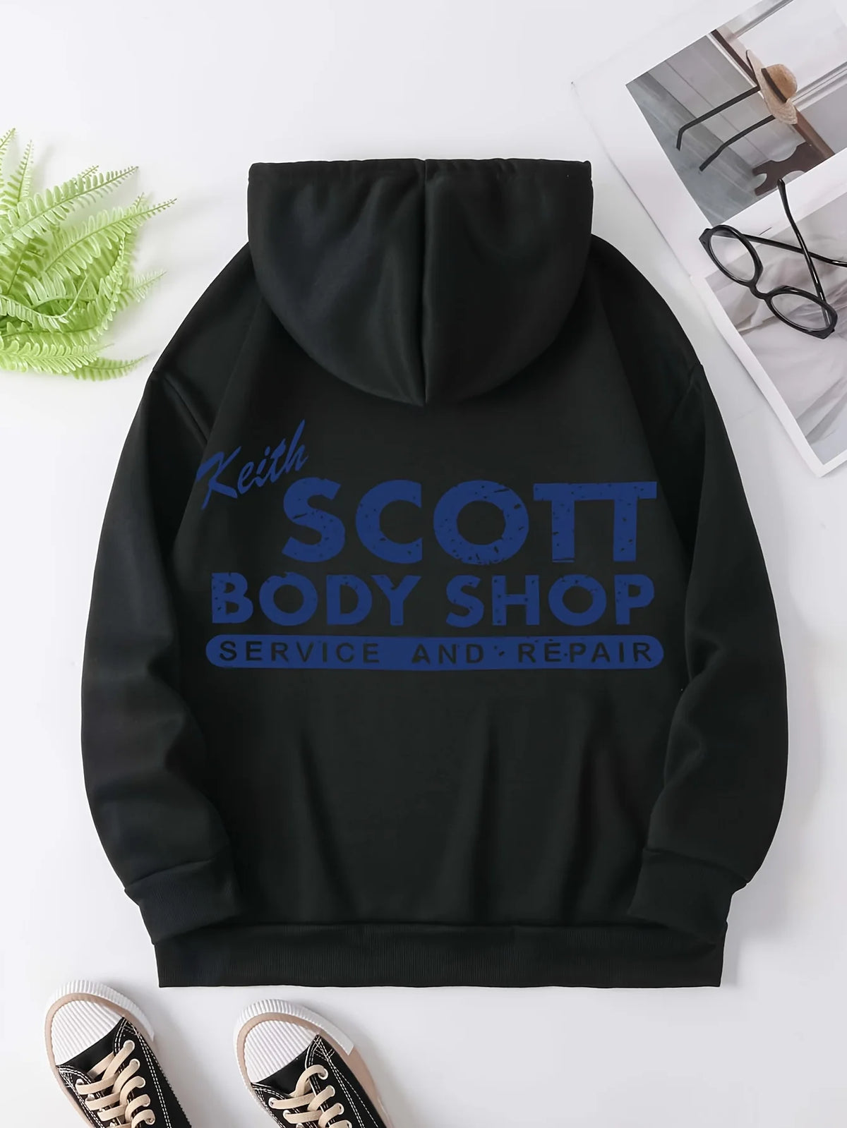 Men's Keith Scott Body Shop Hoodie Hip Hop Sports Casual Streetwear Retro Mechanic Print Oversized Pullover Sweatshirt Tops