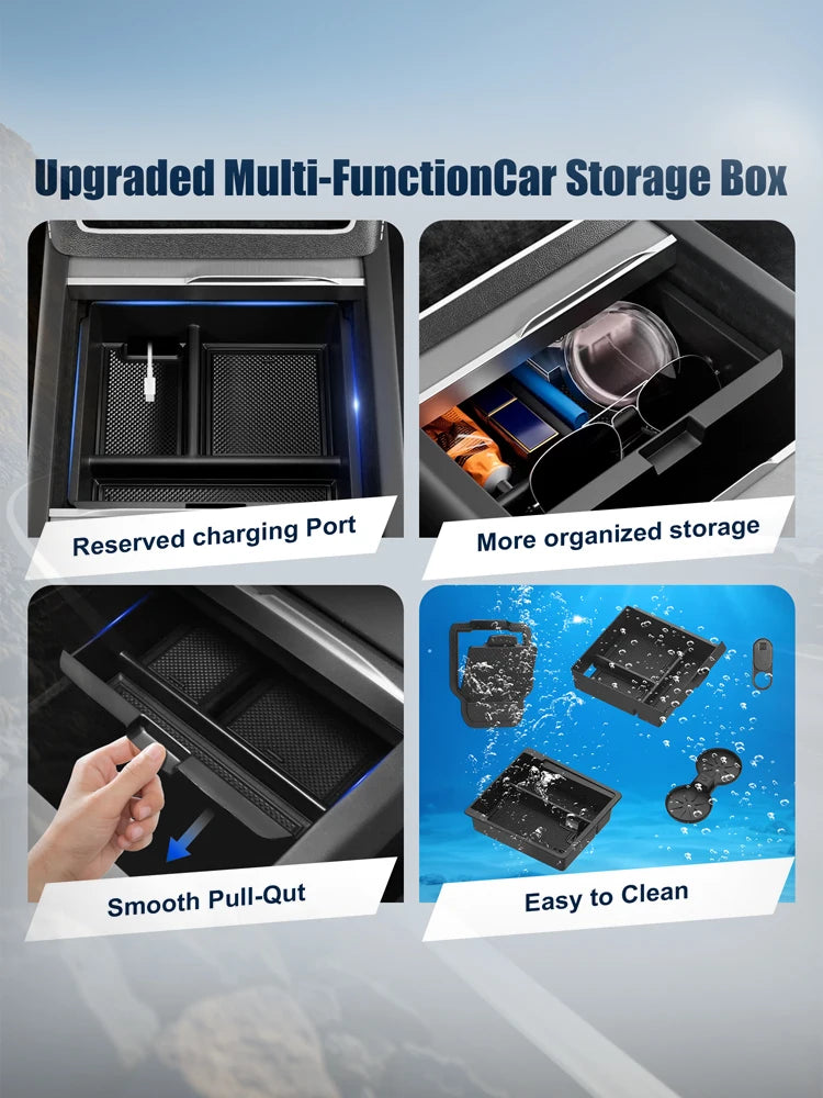 For 2025‑2026  Model Y Juniper 10‑Piece Interior Accessories Set, Center Console Storage Box, Cup Holder Insert, Only Fits 5‑Seater, Not Compatible With Standard Edition