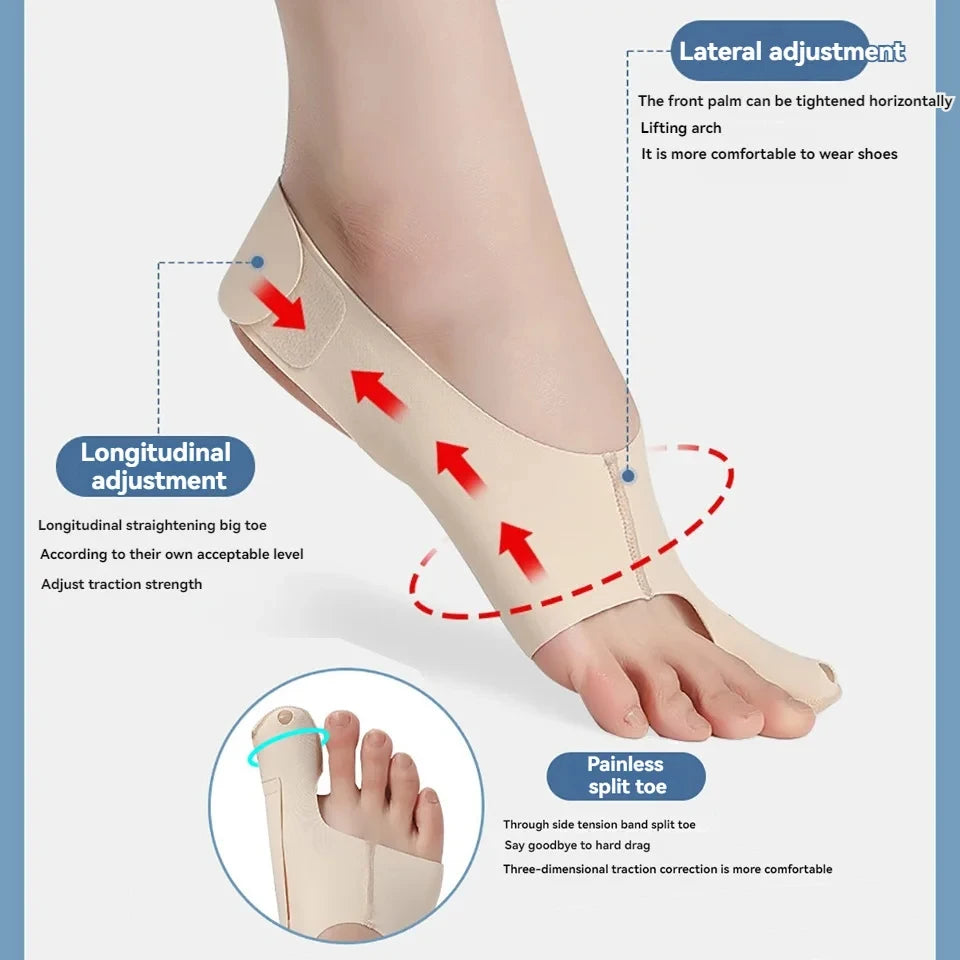 GOBYGO 1Pcs Adjustable Lightweight Toe Bunion Corrector Bigfoot Toe Separation Correction Ankle Brace Wear Shoes Ankle Sleeve