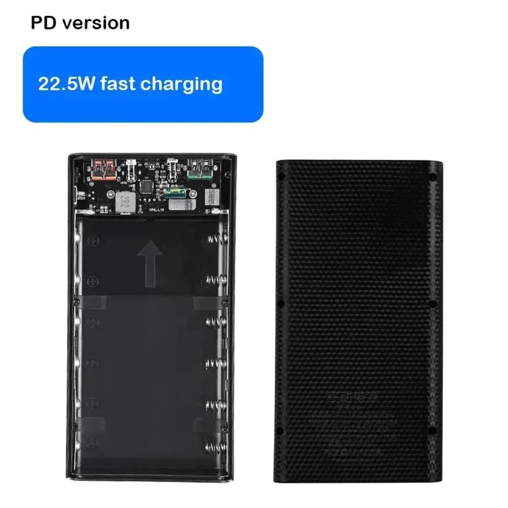 Power Bank Holder DIY Shell Case 21700 Battery Shell Storage Organize Battery Charger Box Dual USB 6x21700 With LED Light