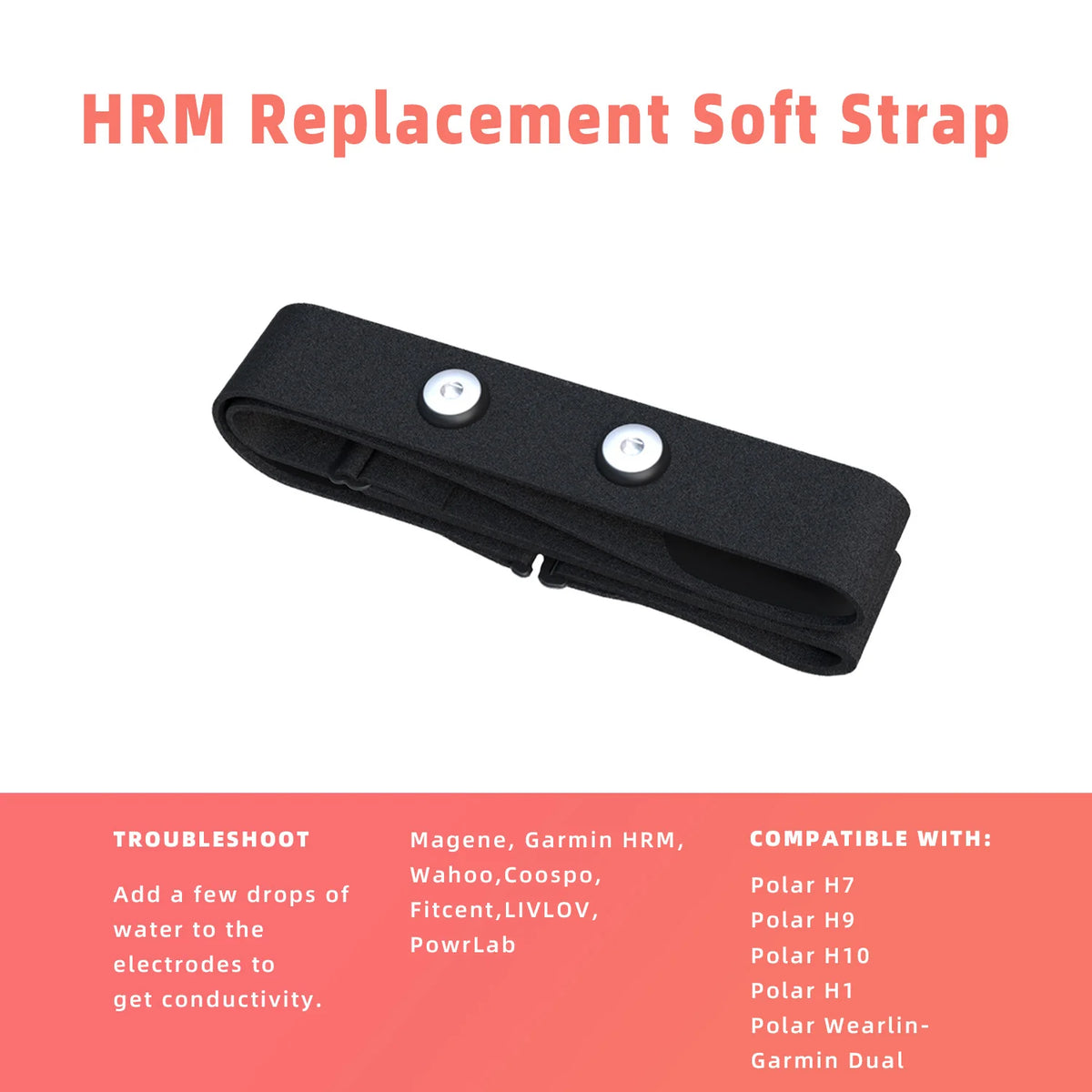 1Pc Heart Rate Monitor Replacement Soft Strap Adjustable Band Compatible with Wahoo Tickr Polar H7 H9 H10 Garmin Coospo XOSS