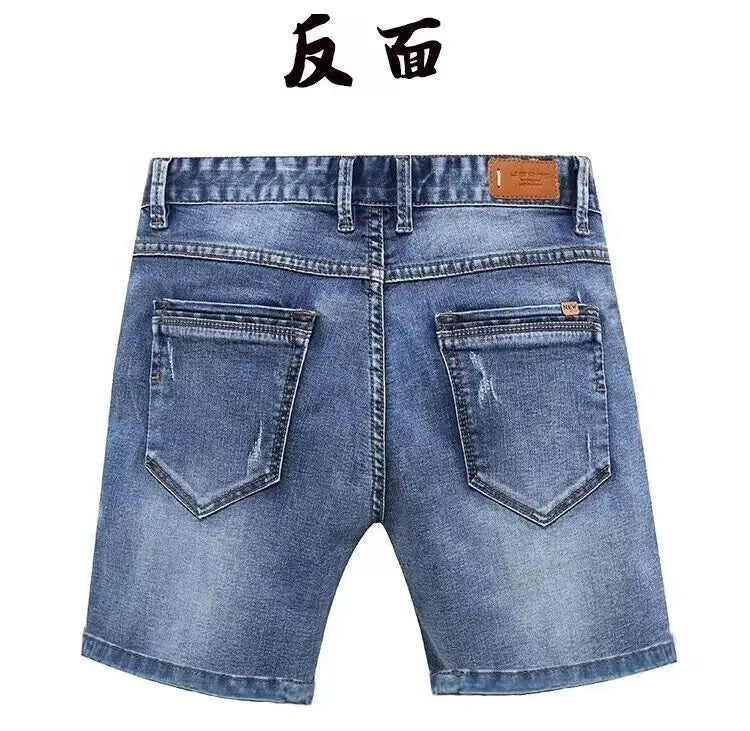 Summer 2026 Men's Slim Straight-leg Mid-length Embroidered 2026 Summer Casual Shorts Trendy Brand Luxury Short Jeans for Man