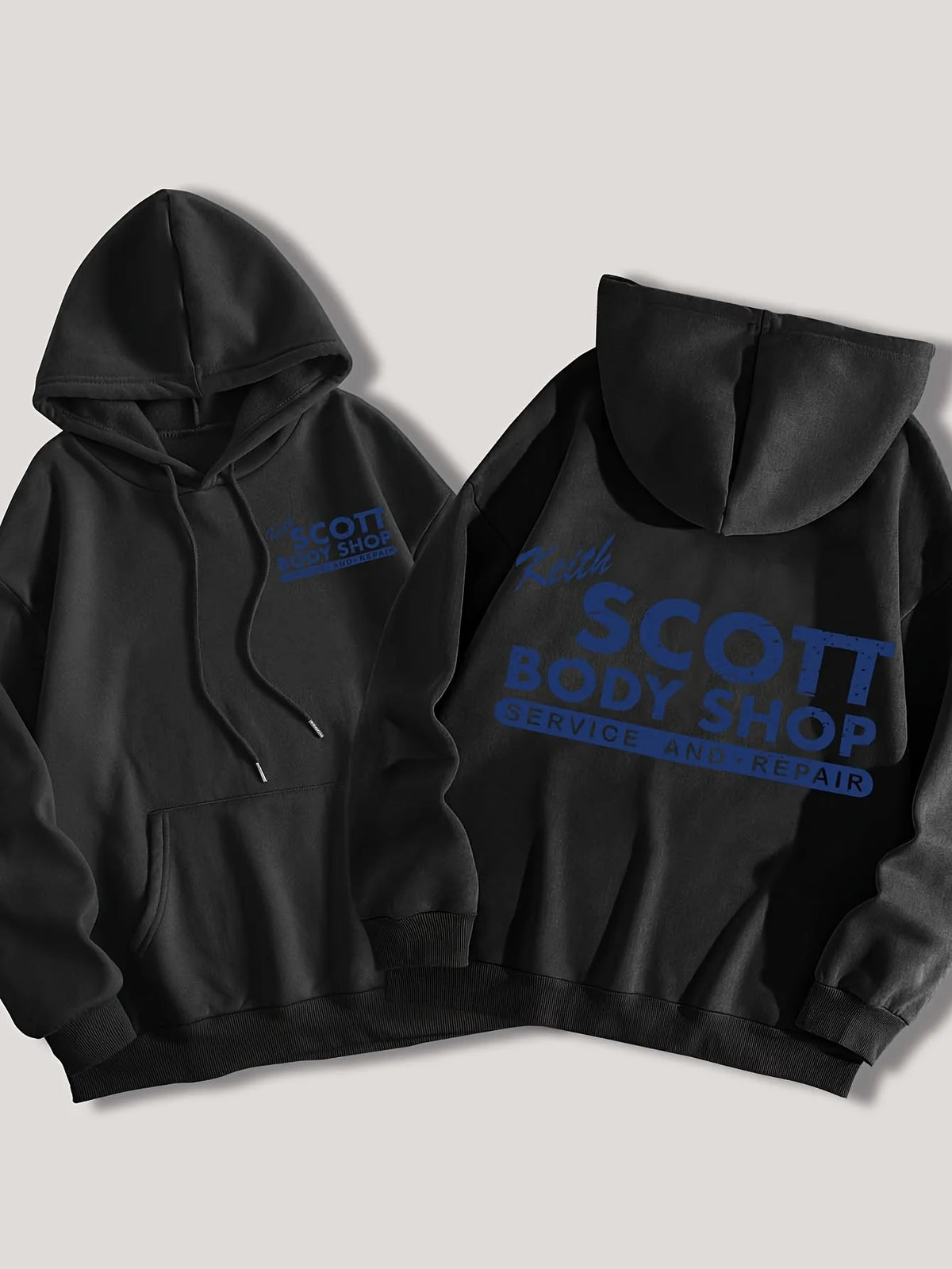 Men's Keith Scott Body Shop Hoodie Hip Hop Sports Casual Streetwear Retro Mechanic Print Oversized Pullover Sweatshirt Tops