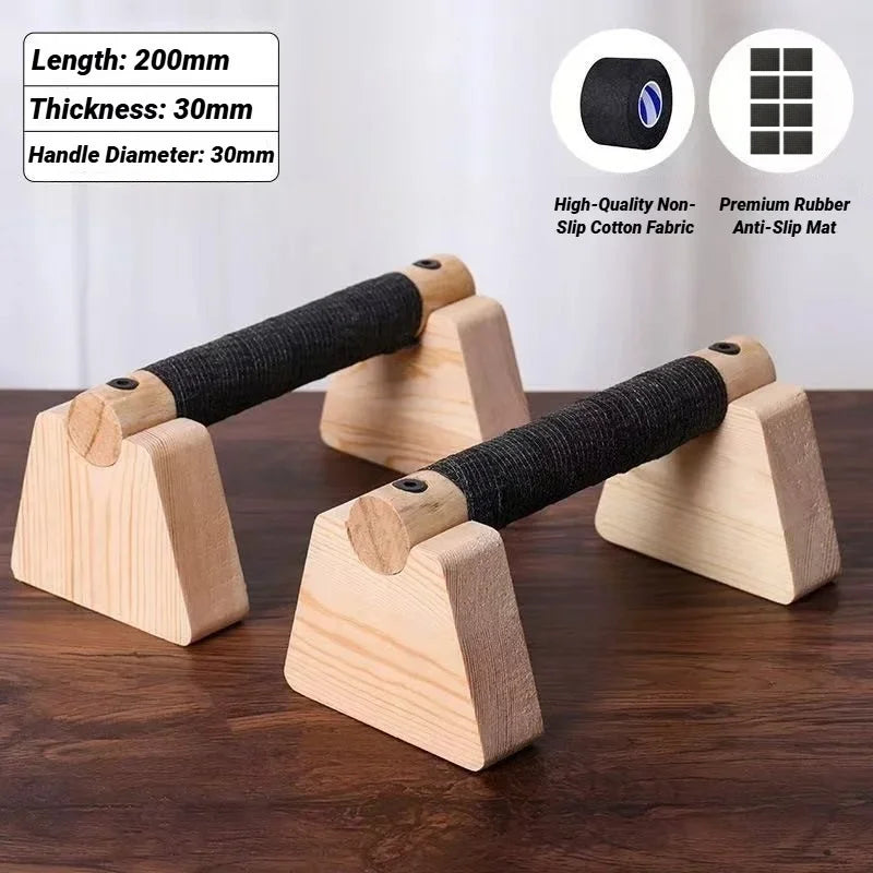 Wooden Push‑up Bar Stands 1Pair Push Ups Rack Handstand Parallel Rod Body Building Home Gym Fitness Training Equipment