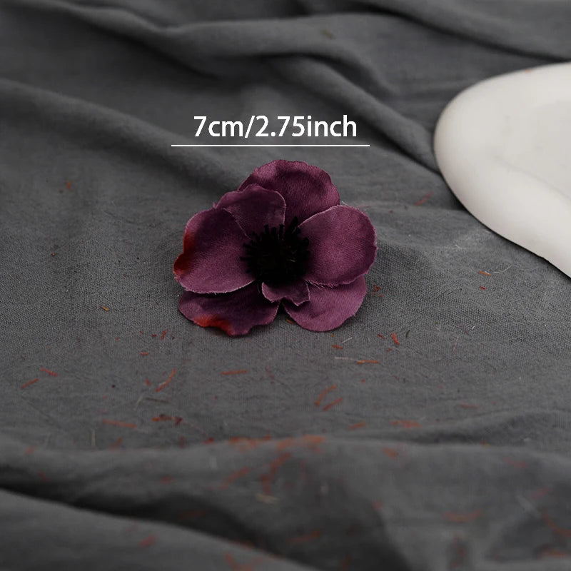 20pcs Poppy Artificial Flower Head Home Wedding Christmas Decor Fall Silk Anemone Fake Flower Gift Box Scrapbook DIY Accessories