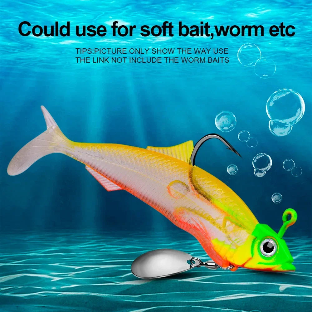 1pc Jig Head 7.5g 10.5g 15g Fishing Lures Sinking Rotating Sequin Metal Spoons Fishing Hooks Jigging Fishhook Baits Tackle