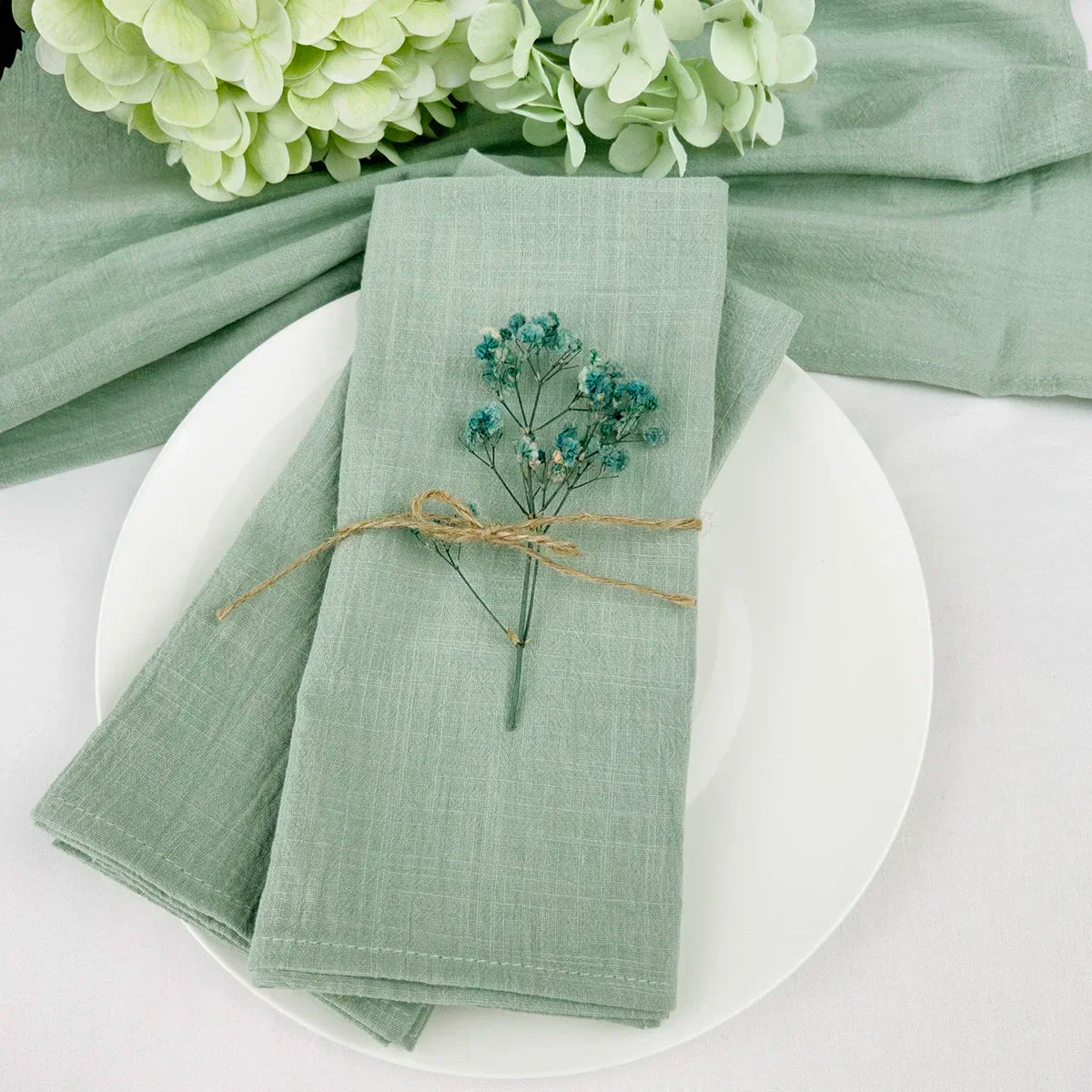 Wholesale 30pcs 30x45cm 100% Cotton Sage Green Napkin Reusable Wedding Party Christmas Table Decor Retro Napkins