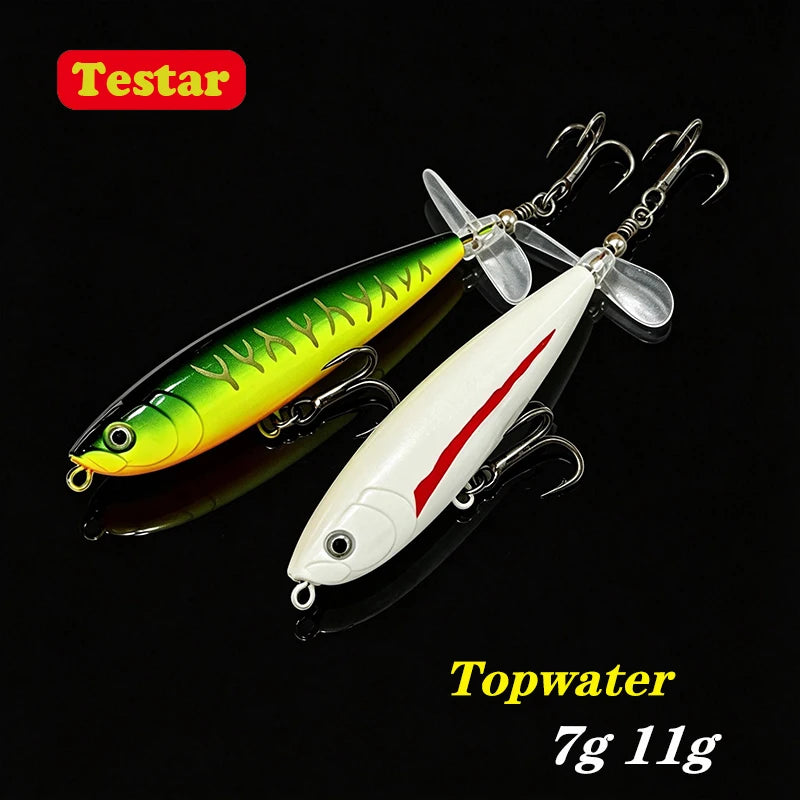 Testar 7g 11g Saltwater Rotated Propeller River Wobbles Popper Pencil Bait Topwater Spinning Bait for Bass Pike Fishing Lures