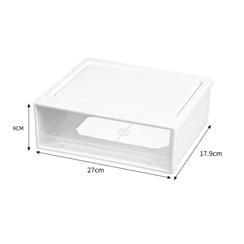 Stackable Clear Plastic Drawer Organizer, Dustproof Desktop Storage Box for Office, Makeup & Stationery, Space-Saving