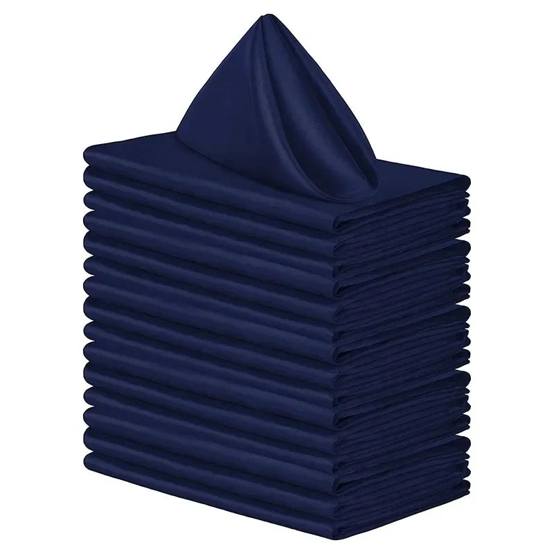 10pcs Satin Napkin 43cmX43cm Serving Table Decor Dinner Towel for Wedding Party Home Hotel Christmas Decor Table Napkins Green