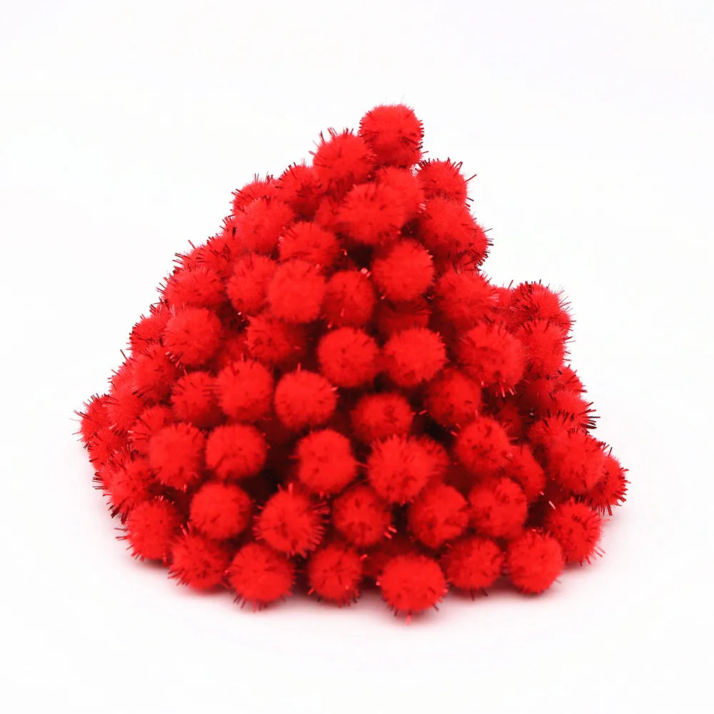 10-30mm Sparkle Glitter Pompoms Balls for Craft White Green Red Plush Glitter Tinsel Pom Pom for Christmas Decor Craft Supplies