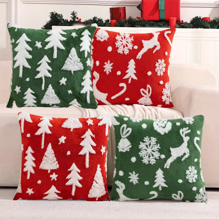 1pc 3D Christmas Pillow Covers, imitation reindeer, 3D Christmas tree, snowflakes, stars, little bell pattern pillowcase cover