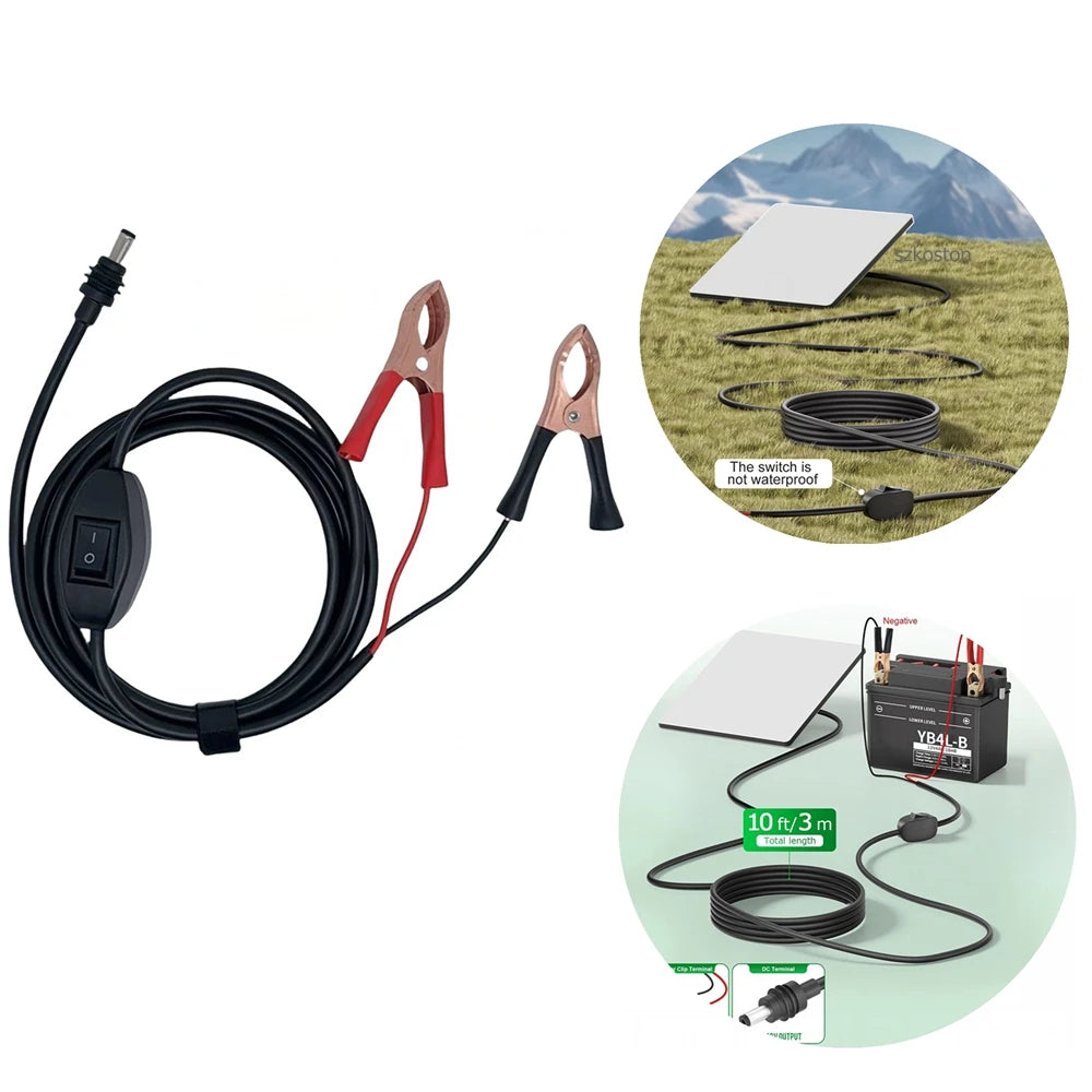 2/3/5m 12-48V Alligator Clip To DC Power Cable 16AWG Wire For Starlink Mini  with Built-in Switch For Starlink Mini Accessories