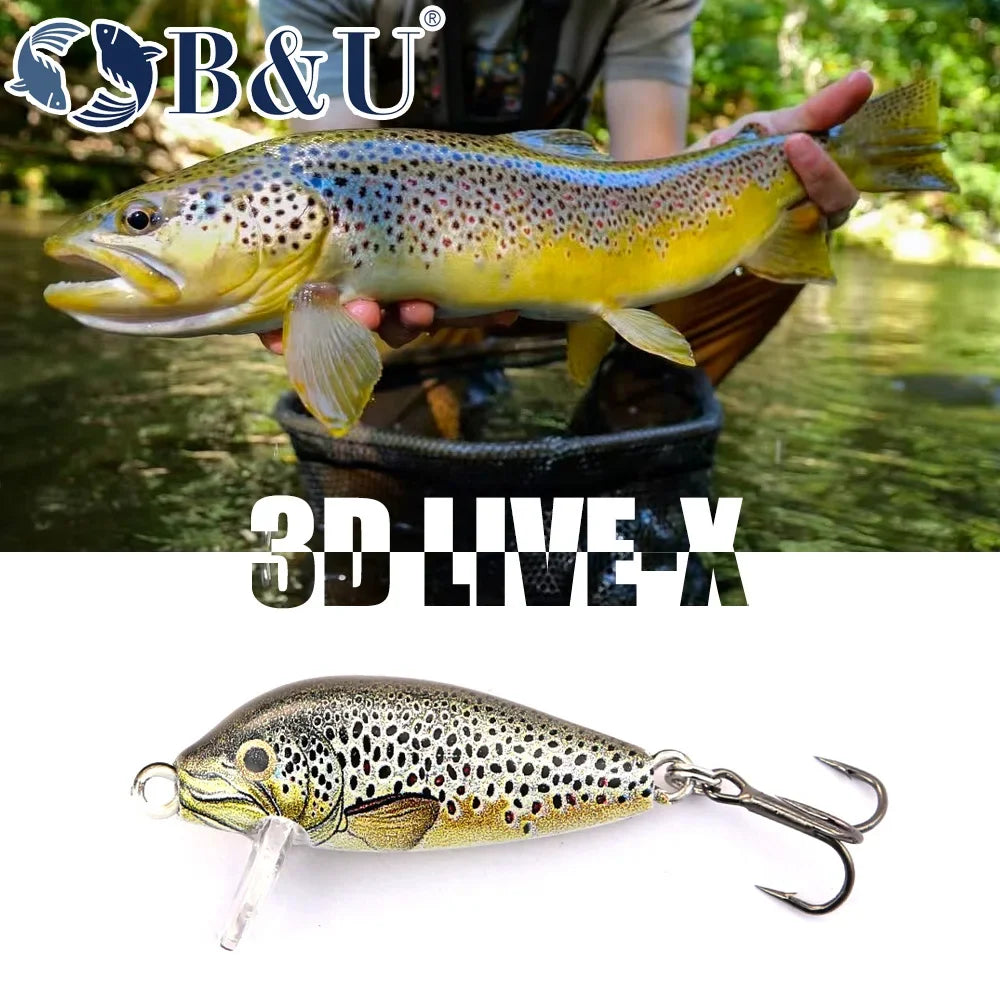 B&U 29mm Sinking Minnow Wobbling Fishing Lure Artificial Baits For Bass Perch Pike Trout Hard Bait Jerkbait Fishing Tackle