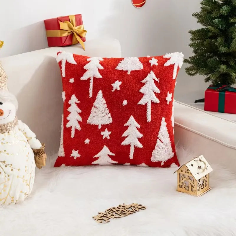 1pc 3D Christmas Pillow Covers, imitation reindeer, 3D Christmas tree, snowflakes, stars, little bell pattern pillowcase cover