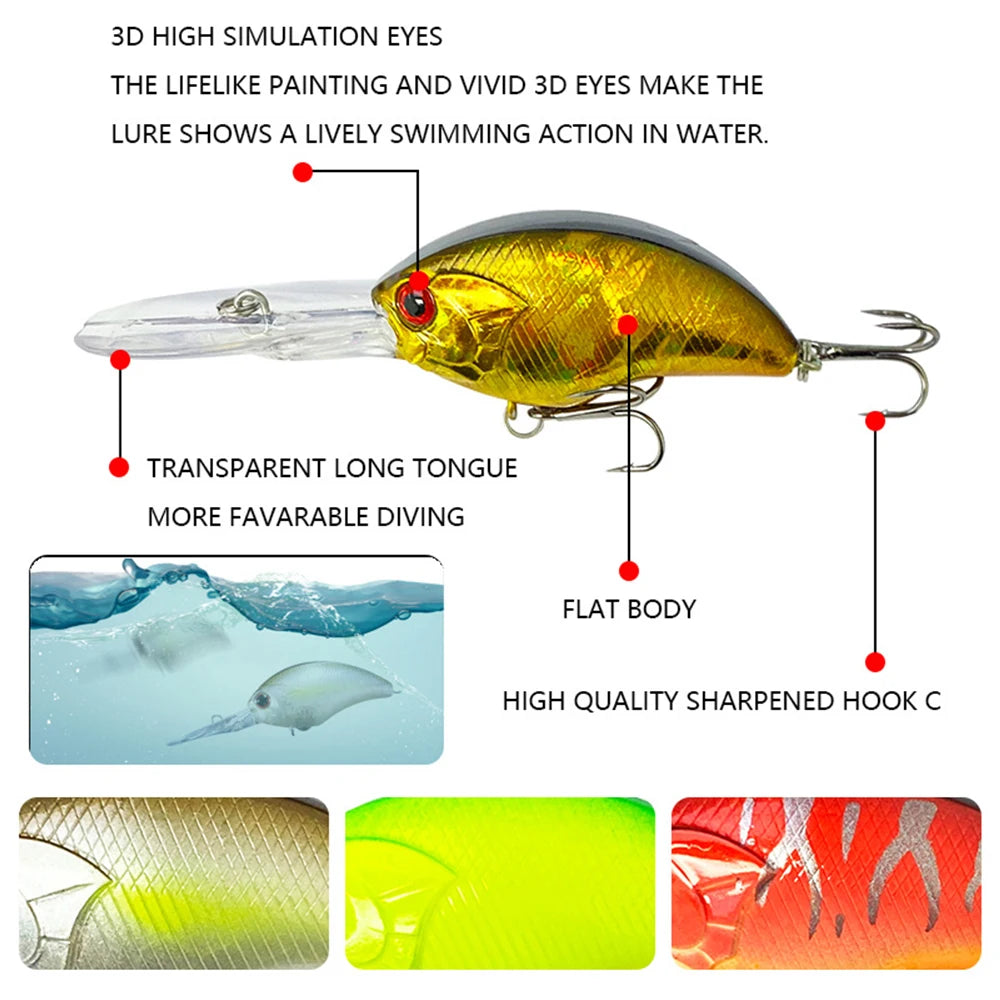 5.5cm 11.4g Fishing Lures Floating Crankbait Wobbler Long Lips Artificial Hard Bait Jerkbait Fishing Accessories for Bass YG153
