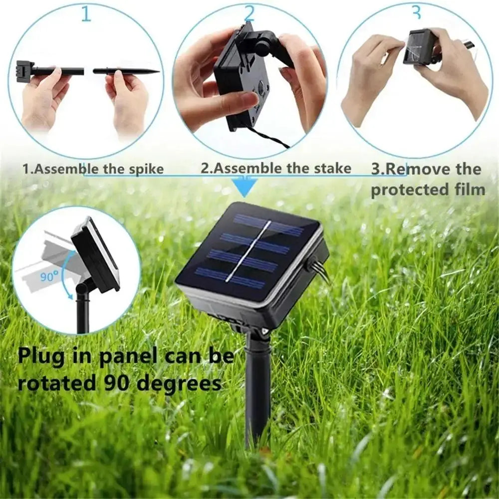New 1 Pack of 100 LED Solar String Lights. Waterproof Tubular Rope Lights for Outdoor Gardens. The Fairy Wreath Lights Are Powered by Solar Energy and Are Perfect for Christmas Parties, Festivals, and Outdoor Landscape Decora