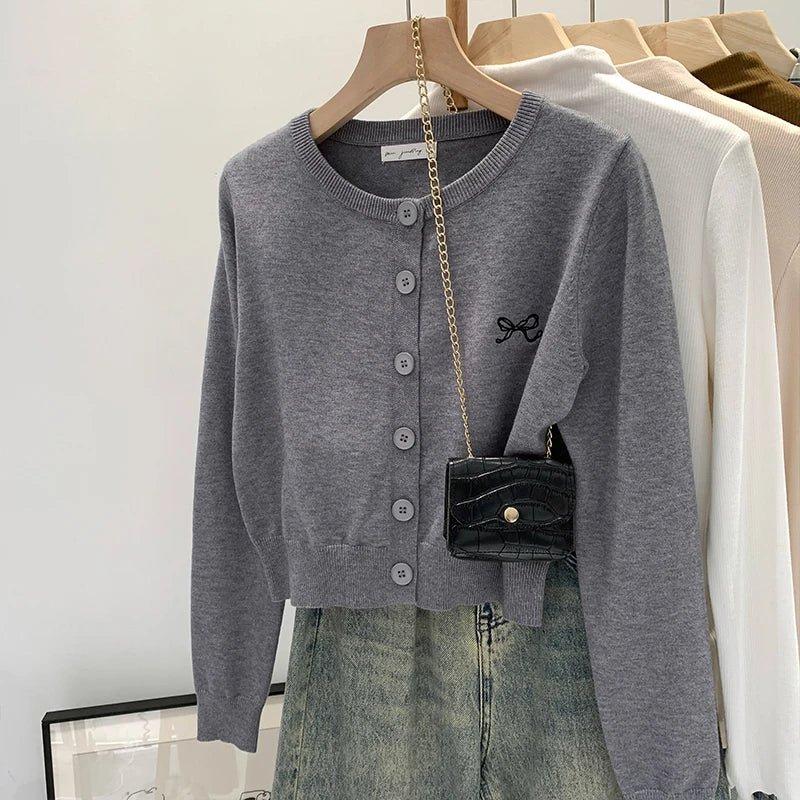 2026 Autumn Winter Women Sweater Embroidered Flattering Knit Women Cardigan Korean Chic Unique Design Knit Sweater Outerwear Top