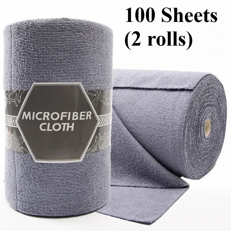 100 Sheets/2 Rolls Reusable Cleaning Wipes, Household Kitchen Cloth, Microfiber Towel Roll, Cleaning Cloth Alternative to Paper Towels, Suitable for Various Holiday Dinners and Parties