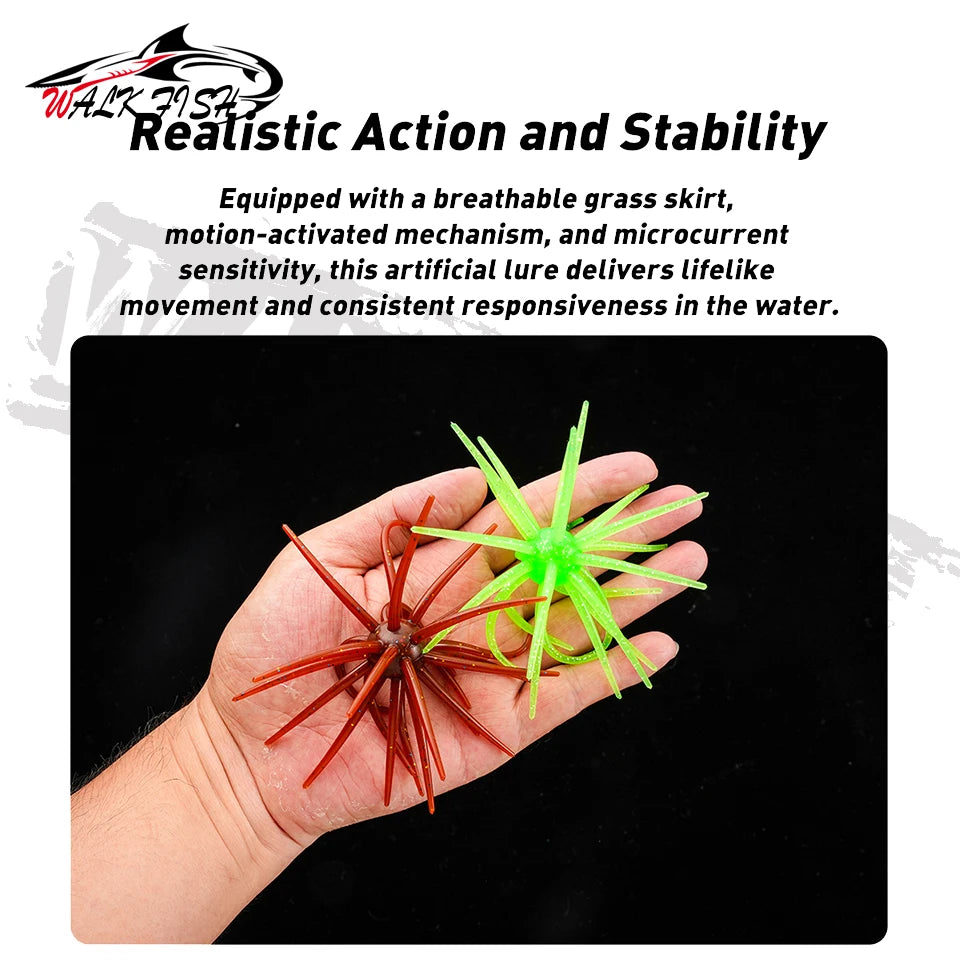 WALK FISH 3Pcs 10cm 9g TPE Sea Urchin Soft Bait Silicone Fishing Lures for Bream Mandarin Tilapia Trout Sea Bass