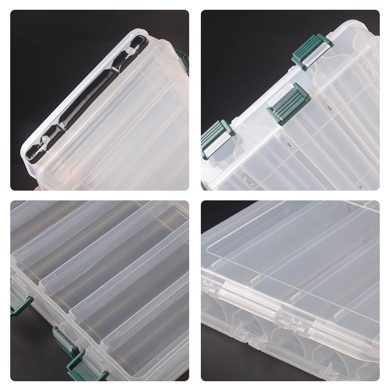 TAIYU Large Fishing Tackle Box 10/14 Compartment Double Sided Storage Big bait Sea fishing lure High Strength Fishing Tackle Box