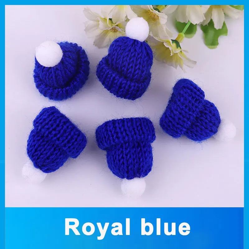 10-50Pcs Mini Knitting Hats Christmas DIY Craft Knitting Doll Hats Mini Wool Hat for Christmas Tree Ornaments DIY Hair Accessory