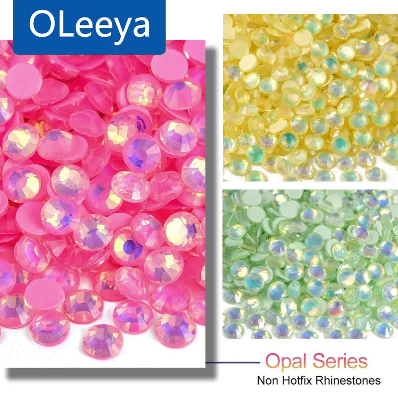OLeeya Opal Series Non Hotfix Rhinestones Glitter Glass Flatback Nail Art Crystals Strass стразы for Costura Nail Charms