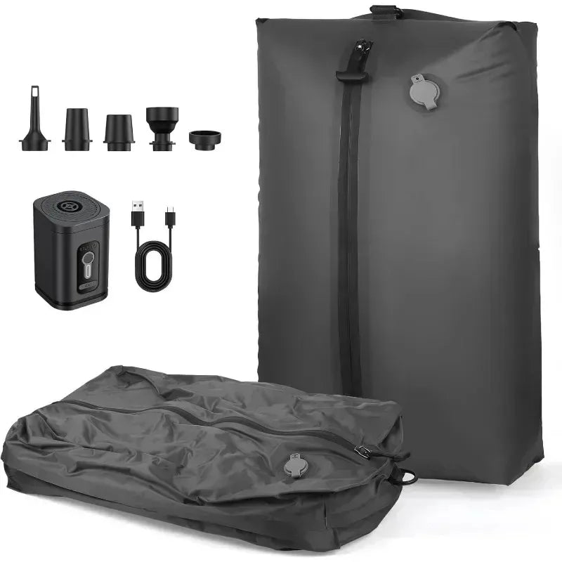 17L/28L/34L Vacuum Compression Bag with Electric Pump, Reusable Travel Storage Bag, Space Saving Luggage Organizer Black