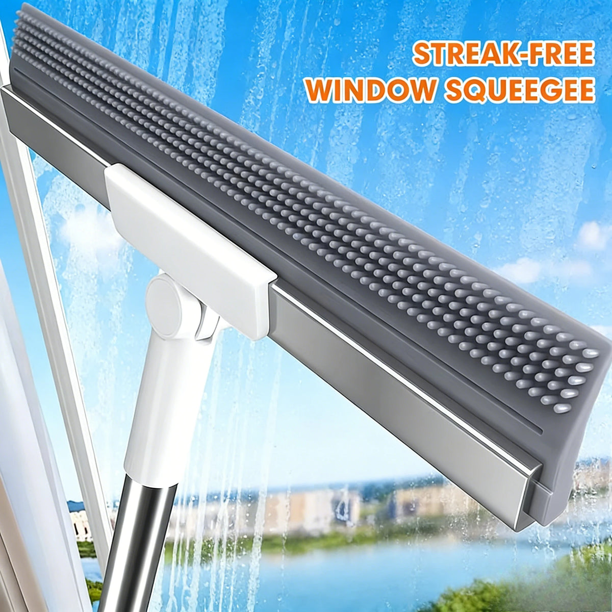 Heavy-Duty Floor Broom & Pet Hair Remover - Non-Stick Bristles Long Ergonomic Handle - Widened Lengthened for All Floors & Glass