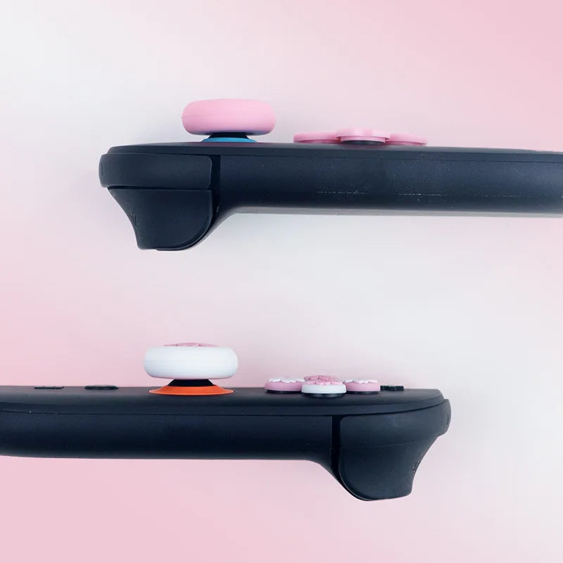 Cute Pink Sakura Silicone Soft D-pad Cross Button ABXY Key Sticker Skin Case For Switch 2/NS2 Joy-con Thumb Stick Grip Cap Cover