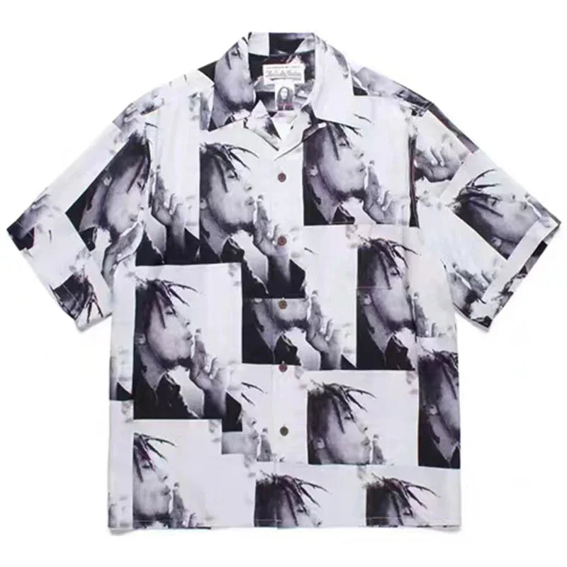Classics 2025 WACKO MARIA Shirt Photo Print Vintage Men's And Women's Loose Hawaiian WACKO MARIA Short Sleeve Shirt T-Shirts
