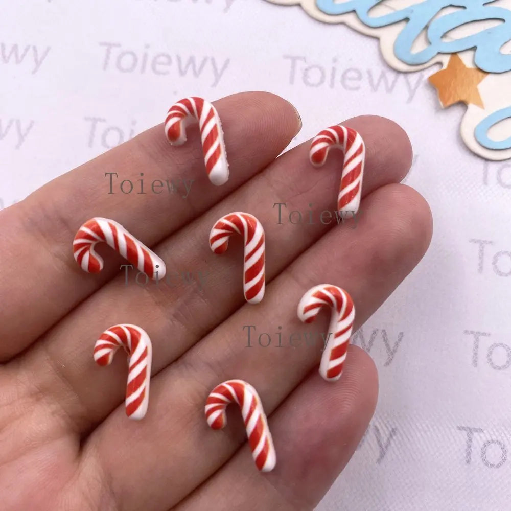 50pcs Resin Mini Colorful Christmas Decor Cartoon Magic Wand Cake Popsicle Figurine Flatback Stone Nail Art Scrapbook DIY Crafts