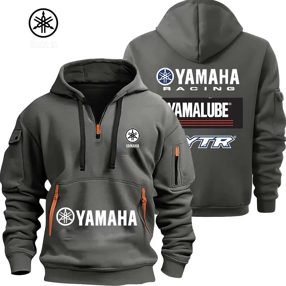 Yamaha YamaLube Logo Motorcycle Racing Team Men Half Zipper Hoodie Spring Male Sweatshirt Fashion Sports Men's Pullover Clothes
