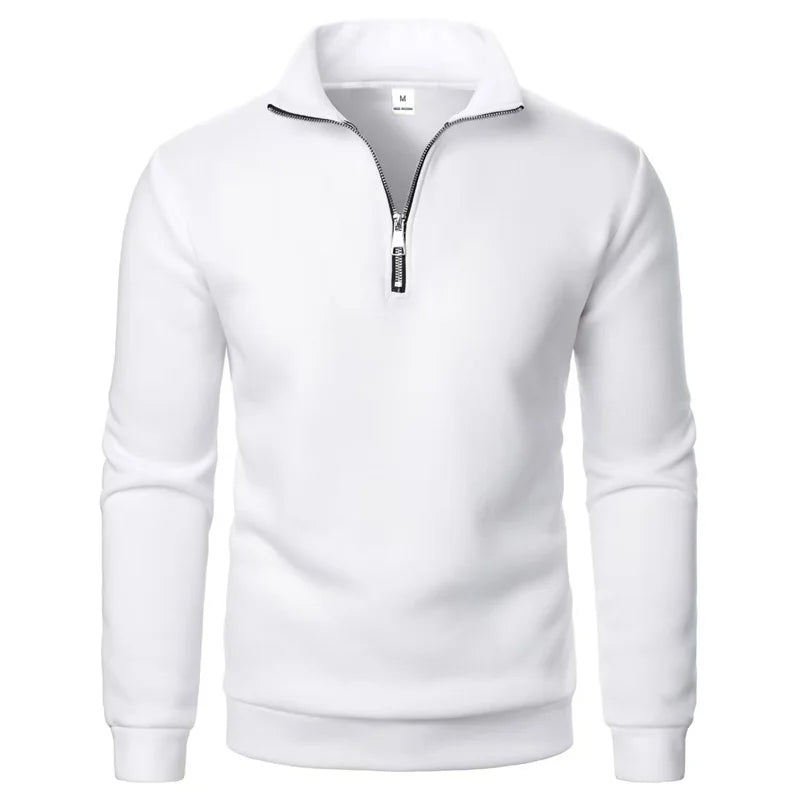 Spring Autumn New Casual Half Zipper Stand Collar Sweatshirt Trend Simple Slim Men Pullover Long Sleeve tops Men's Sweatshirt