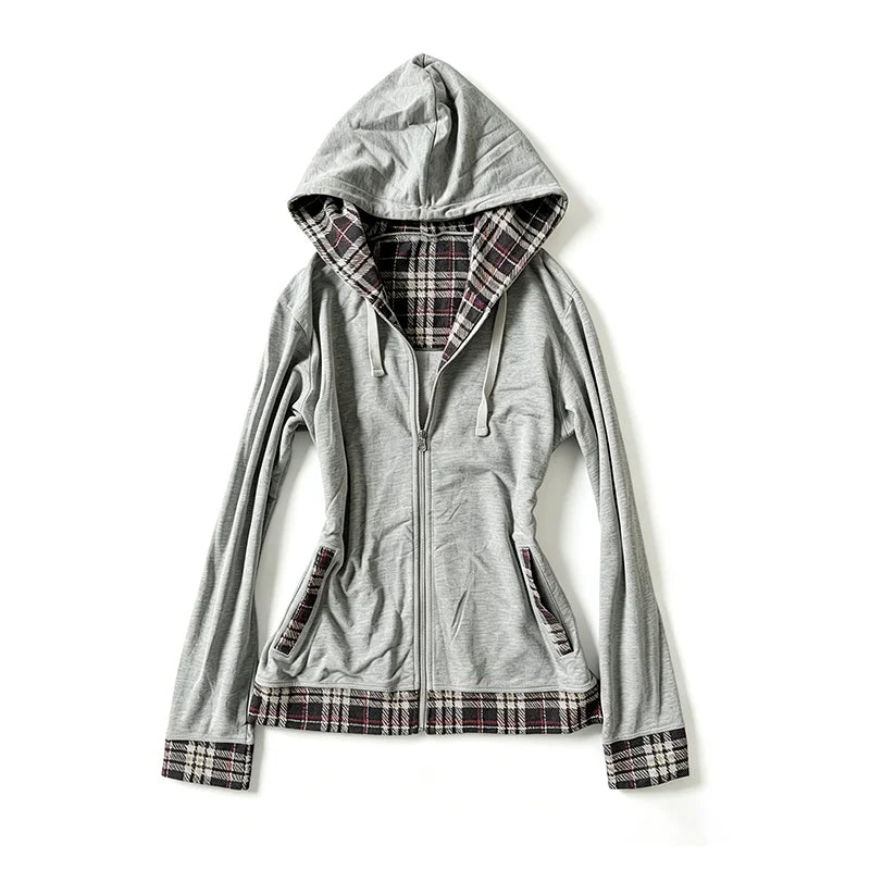 Unisex Striped Cropped Zip Up Hoodie Vintage Loose Horizontal Stripe Full Zip Hooded Jackets Autumn Casual Daily Streetwear Tops