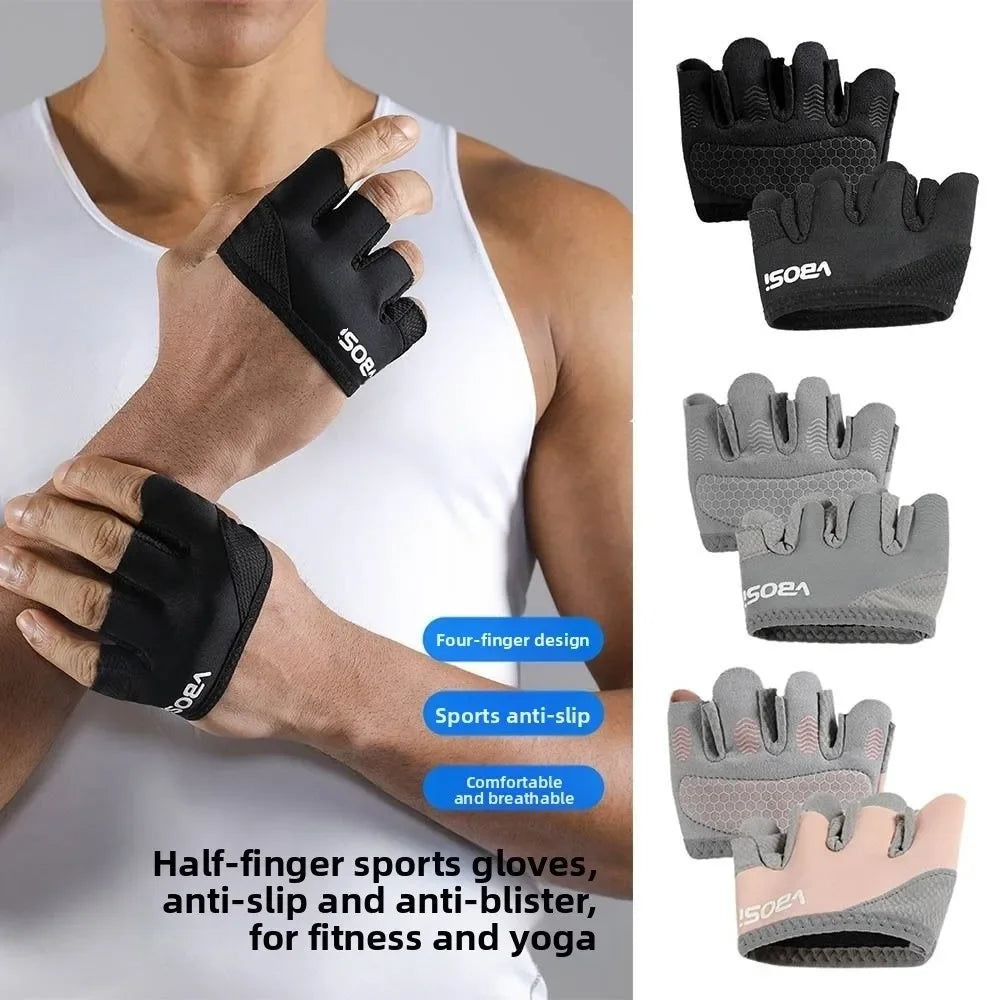 1 Pair Anti-Slip Gym Half Finger Gloves Weight Lifting Grips Anti-callus Palm Protection Yoga Sports Gymnastics Grips Workout