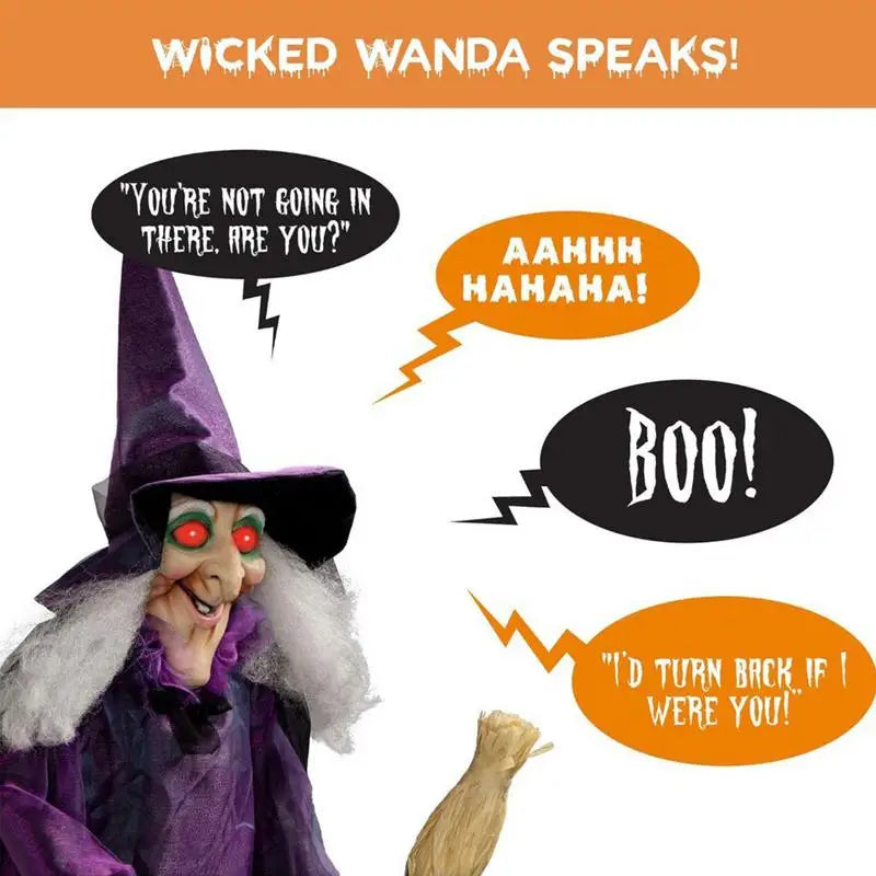 Halloween Decorations Props Life Size Animatronic Witch Sound Activated Screaming Glowing Eyes for Haunted House Party Supplies