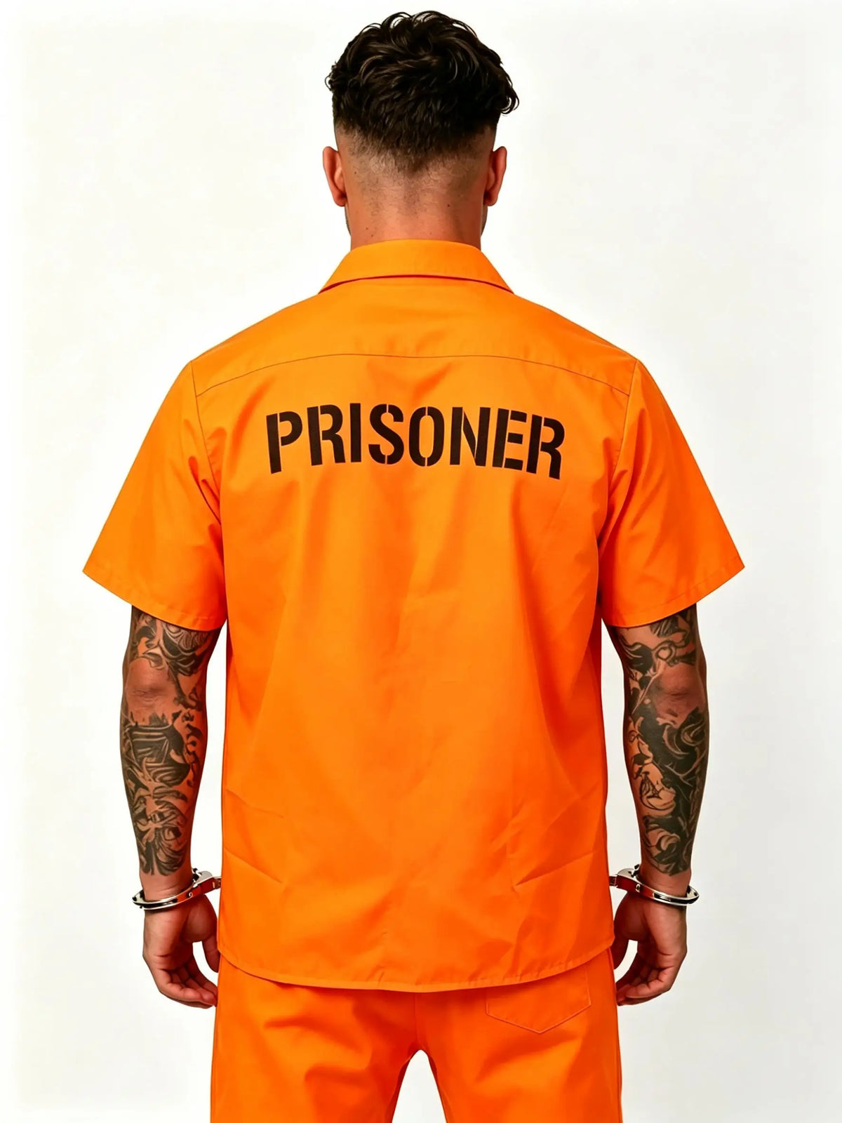 Unisex New Black Convict Halloween Cosplay Adult Orange Prison Uniform Shirt Disfraz Deguisement Fancy Dress Party Top Blouse