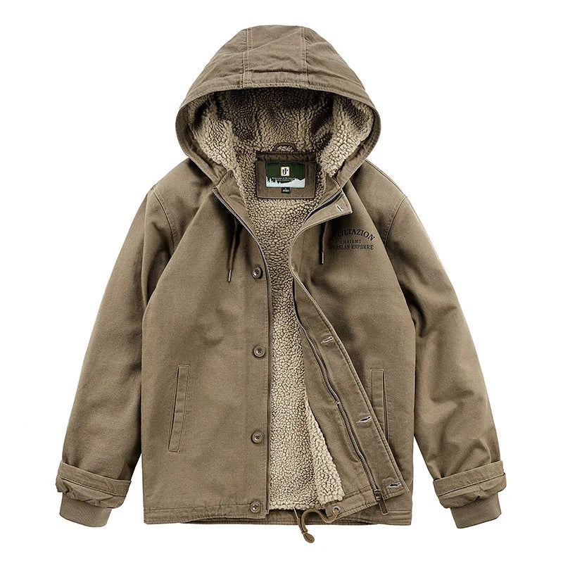 Cold Weather Outdoor Thickened Windproof Warm Men's Cotton Padded Jacket Hooded Streetwear Fashion Casual Parka Winter Coat