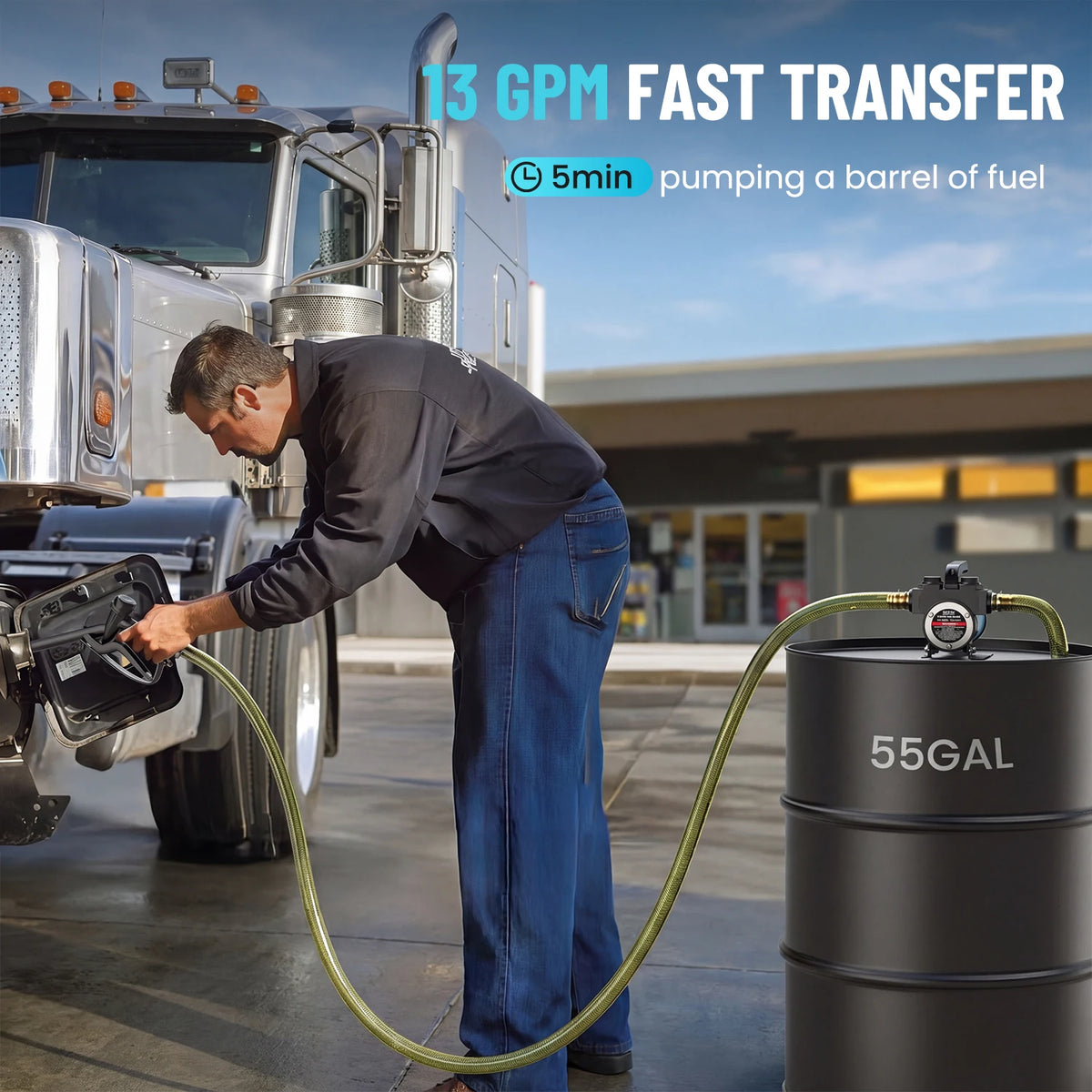 SEESII SL029 Fuel Transfer Pump 12V 13.2 GPM Self-Priming DC Diesel Oil Pump Kit Electric Fuel Transfer Pump Extractor Refueling