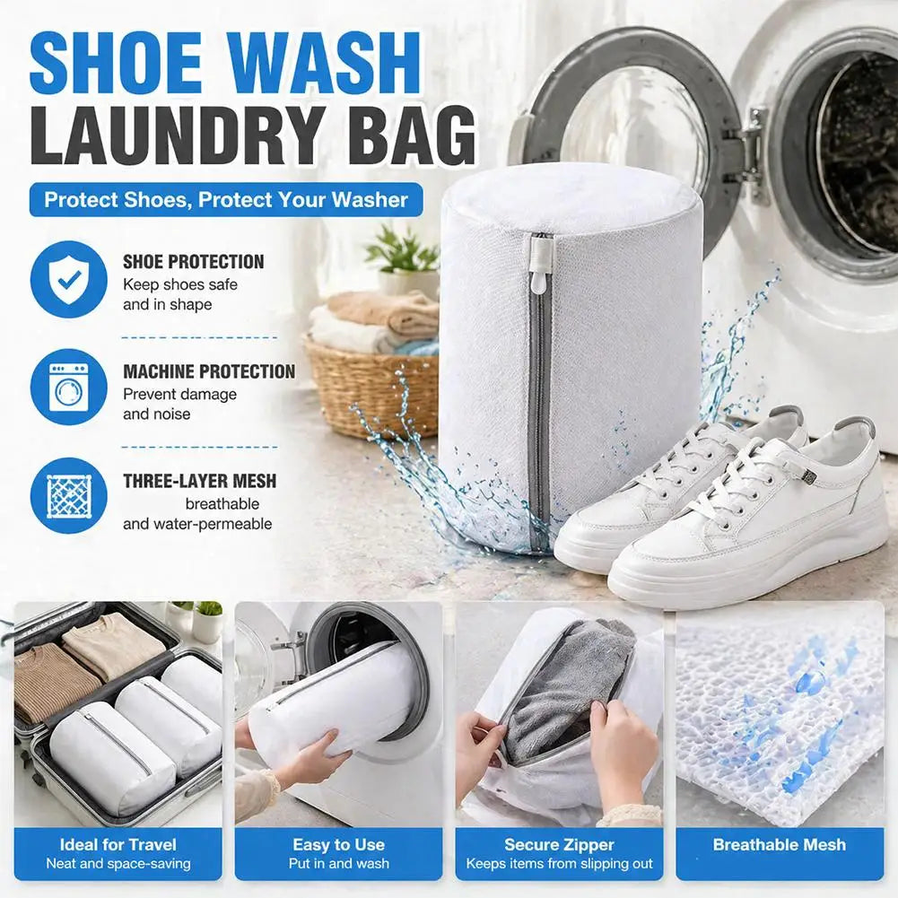 Versatile Shoe Washing Bag - Durable Mesh Laundry Bag for Sneakers, Running Shoes, Socks & Bras with Zipper Closure, Laundry Bag