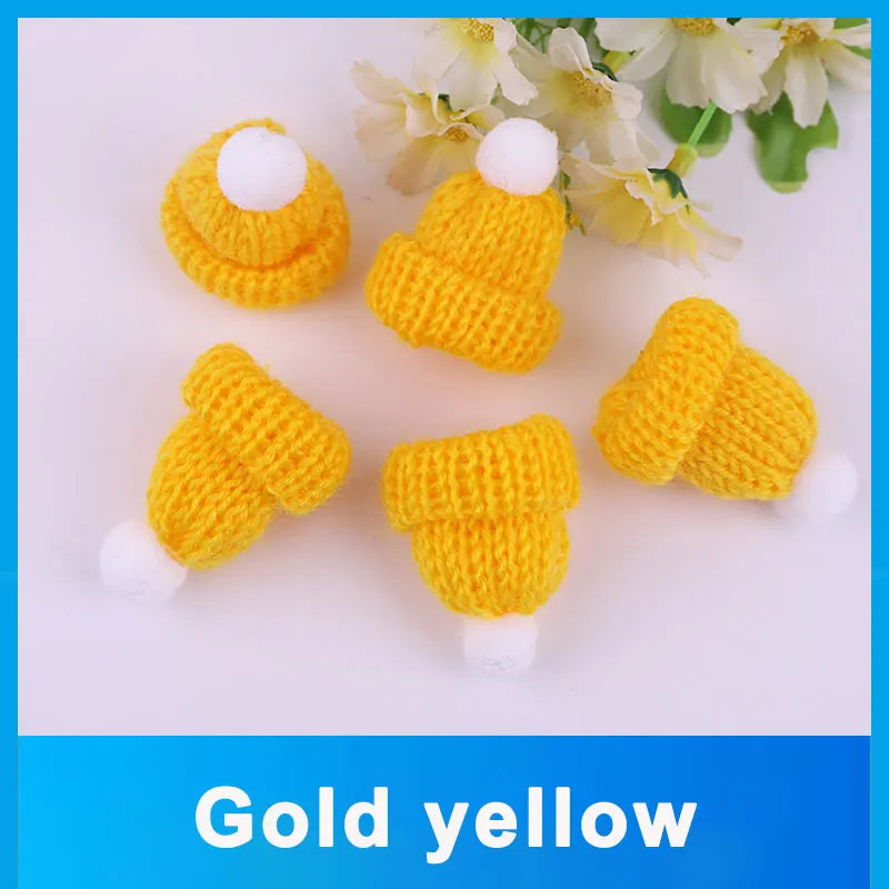 10-50Pcs Mini Knitting Hats Christmas DIY Craft Knitting Doll Hats Mini Wool Hat for Christmas Tree Ornaments DIY Hair Accessory