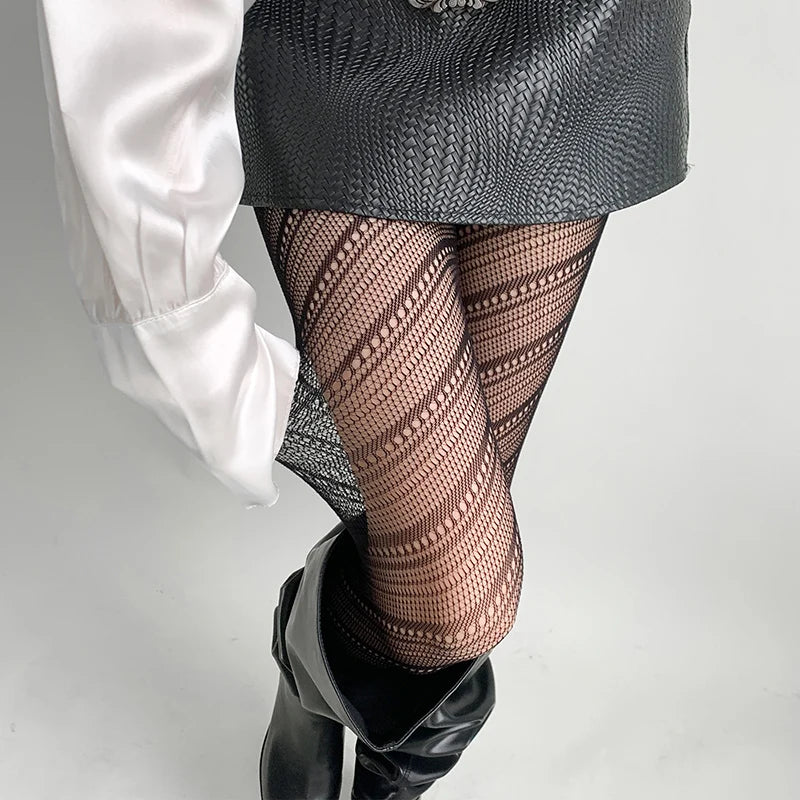 Woman Girls Fashion Punk Gothic  Fishnet Stockings Snake Skull Striped Mesh Tights Panties Lolita Plus Size Pantyhose Leggings