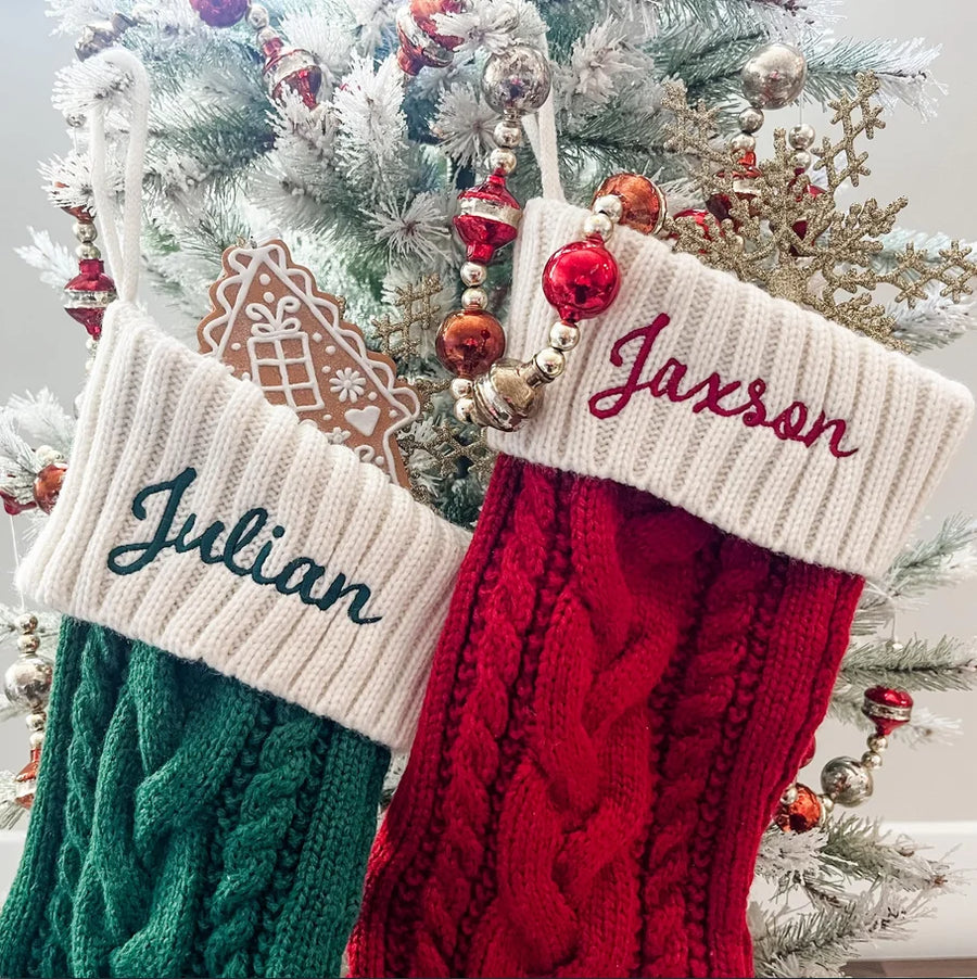 Personalized Family Christmas Stockings, Custom Knit Stockings, Xmas Family Gifts, Holiday Decor, Christmas Stockings with Name