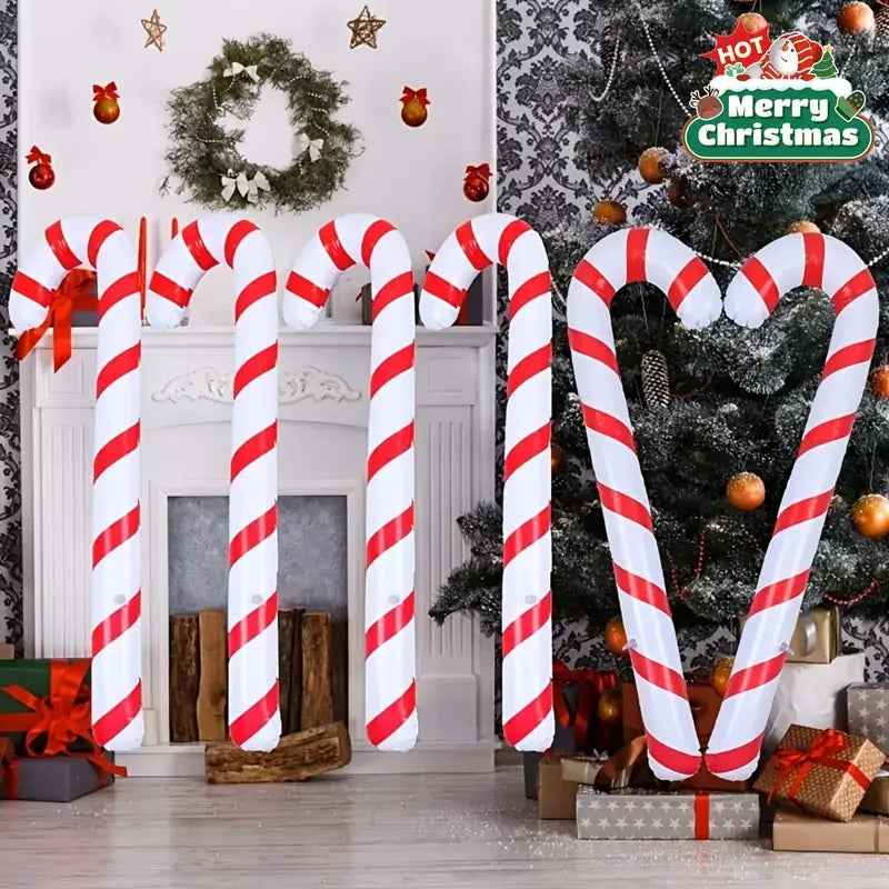4-Pack 35inch Inflatable Candy Canes for Christmas Decorations, Candy Canes Suitable for Outdoor Holiday Decorations, Christmas Party Decoration Supplies