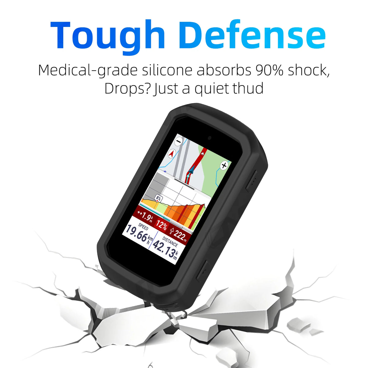2-in-1 Kit: Silicone Case & 2 Tempered Glass for Garmin Edge 550/850 GPS Bike Computer, Protective Cover + Dual Screen Guards