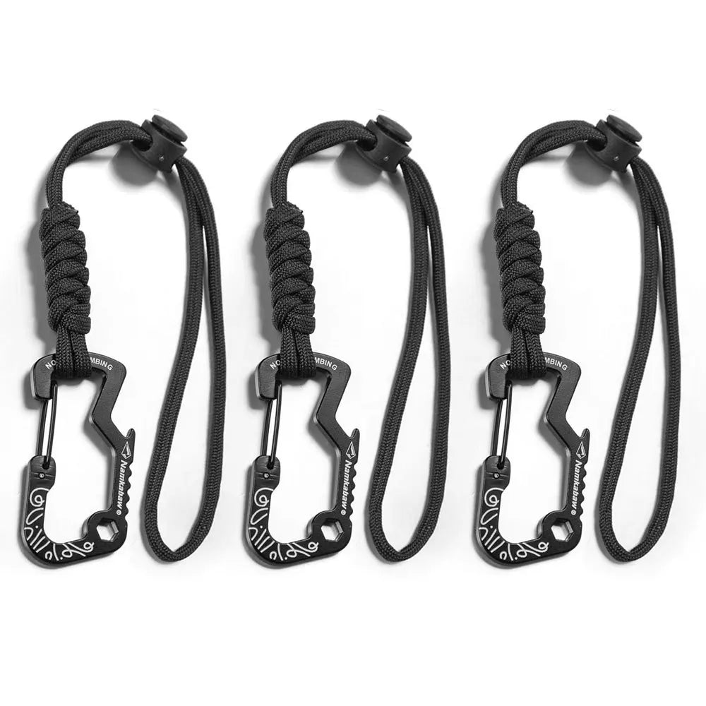 Multifunctional Tactical Hook Carabiner with Paracord Keychain Anti-Loss Rope for Outdoor Camping Hiking Emergency Gear