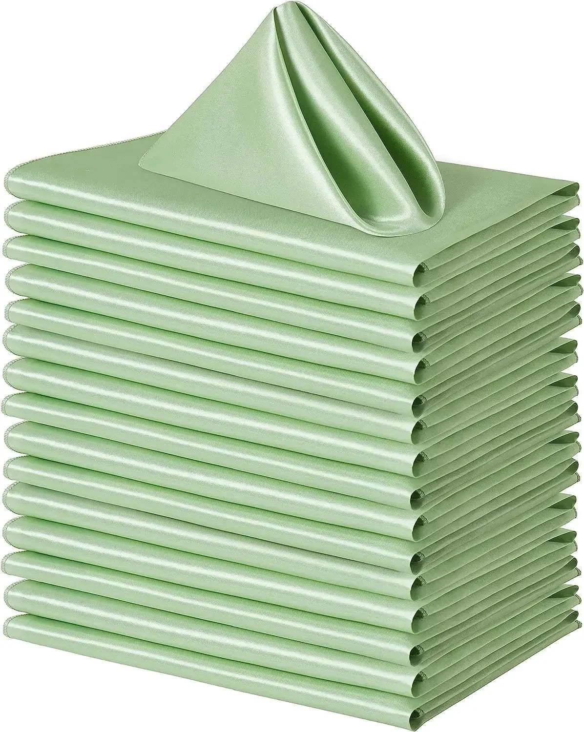 10pcs Satin Napkin 43cmX43cm Serving Table Decor Dinner Towel for Wedding Party Home Hotel Christmas Decor Table Napkins Green